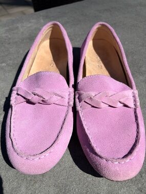 Vionic Montara orchid pink suede braided detail driving loafer size 8.5/EU 40